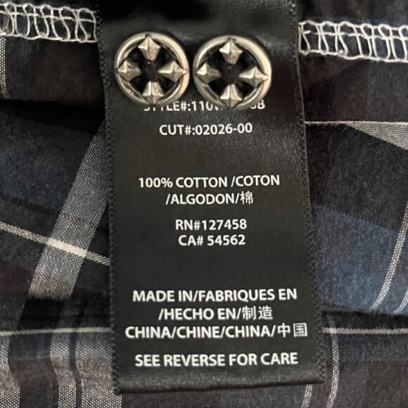 Affliction Mens Y2K Grunge Plaid Button Up Shirt Size XL Embroidered Graphic Alt - Picture 10 of 13